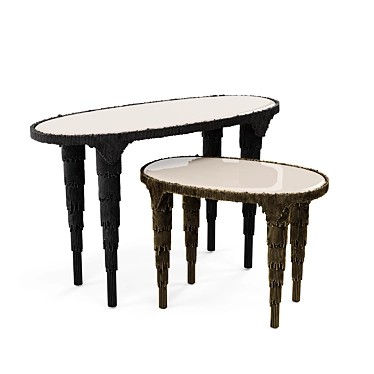 Exquisite Alexander Lamont Lapis Tables 3D model image 1 