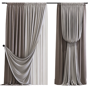 Custom 3D Curtain Design 3D model image 1 