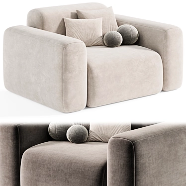 Contemporary Beige Armchair by Litfad 3D model image 1 