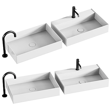 Modern Rectangular Washbasin Collection 3D model image 1 