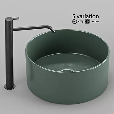 Round Ceramic Washbasin Theo 7 3D model image 1 