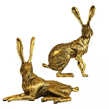 Title: Whimsical Hares Figurine Collection 3D model image 1 