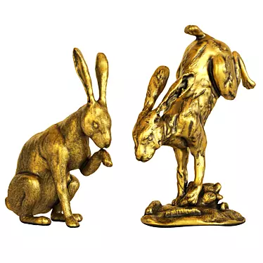 Whimsical Hares Figurine Set 002 3D model image 1 