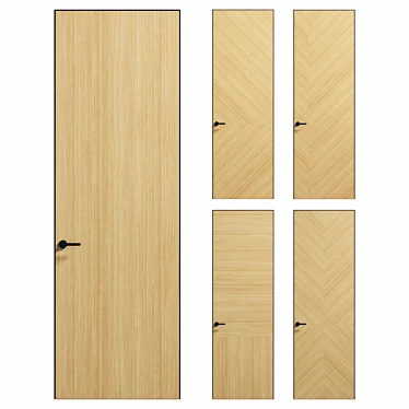 Golden Matte Rift Oak Doors 3D model image 1 