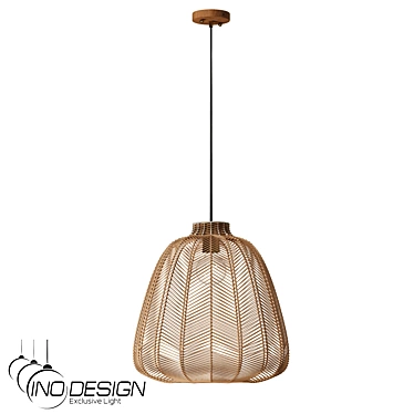 Modern Rattan Pendant Light Fixture 3D model image 1 