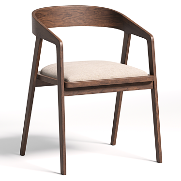 Rustic Wooden Dining Chair 3D model image 1 