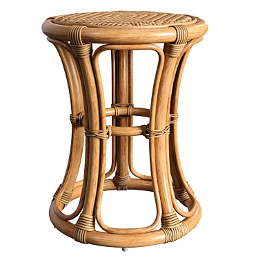 Artisanal Rattan Triplet Stool 3D model image 1 