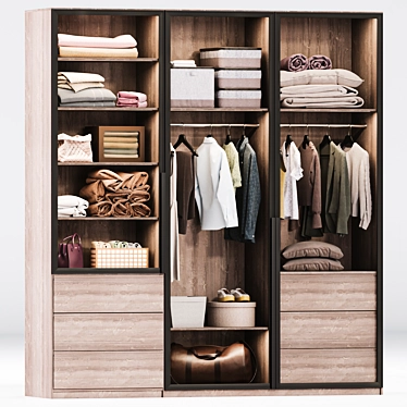 Modern Wardrobe Composition with PAX Fillings 3D model image 1 