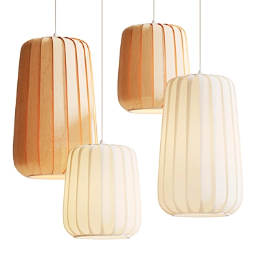 Elegant Glass and Wood Lamp 3D model image 1 