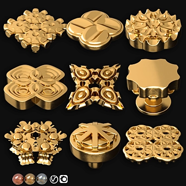 Elegant Door Knobs Set 3D model image 1 