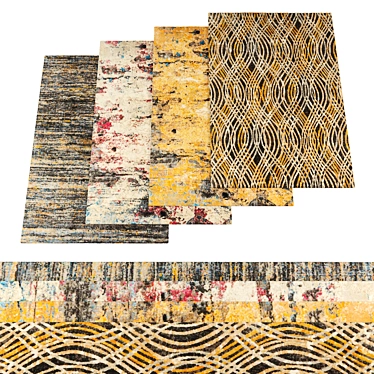 Modern Jute Rugs Bundle - Textured Set 3D model image 1 