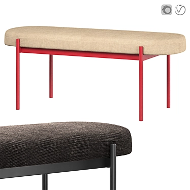 Hubsch Klint Bench: Red/Beige & Black 3D model image 1 