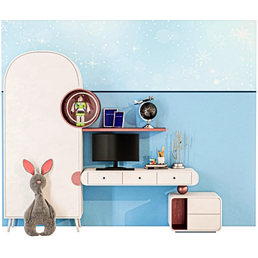 Kids Wall Unit & Soft Toy 3D model image 1 