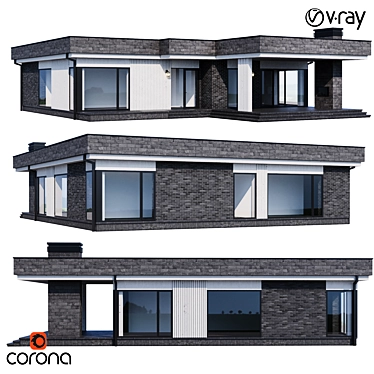 Modern Mansion Model V58 3D model image 1 