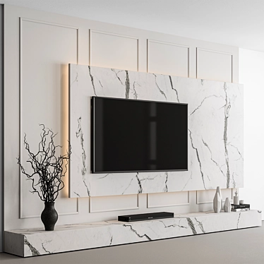  TV Wall White Set 122 3D model image 1 