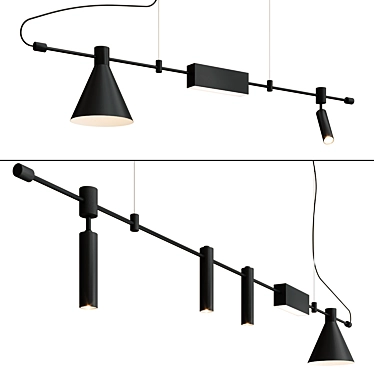 Sleek Black LED Pendant Lamp 3D model image 1 