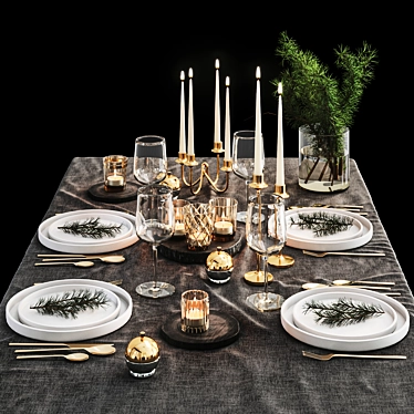 Holiday Table Setting 3D model image 1 