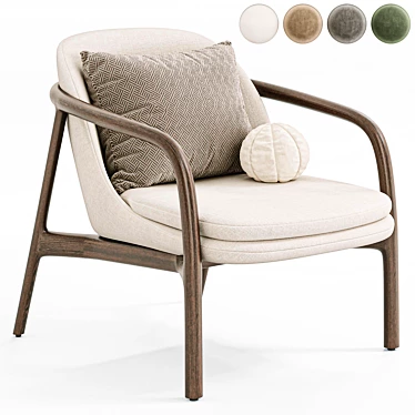 Modern Trimmed Lounge Chair in Millimeters 3D model image 1 