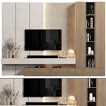 Sleek TV Wall Unit Set 3D model image 1 