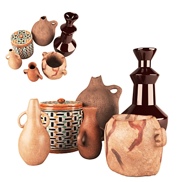 Handcrafted North African Vases 3D model image 1 