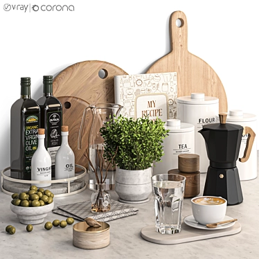 Modern Kitchen Accessories Set 3D 3D model image 1 