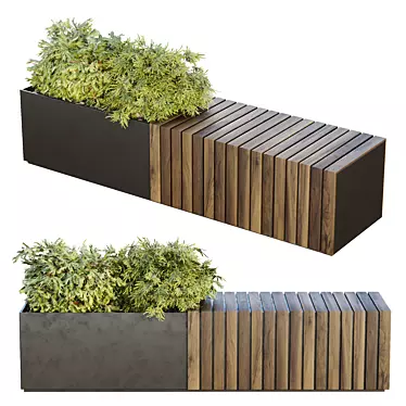 Urban Plant Bench Set Collection 3D model image 1 