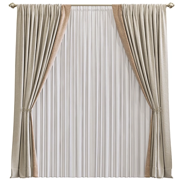 Unique Textured Curtain 3D model image 1 