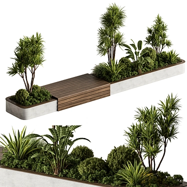 Urban Oasis Bench with Plants 3D model image 1 