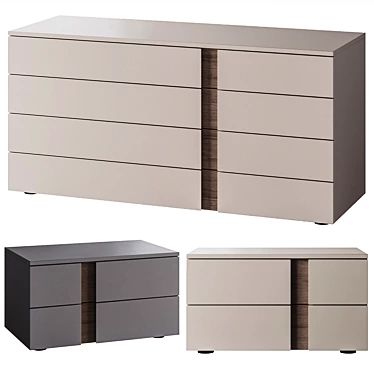 Modern Park Dresser and Nightstand 3D model image 1 