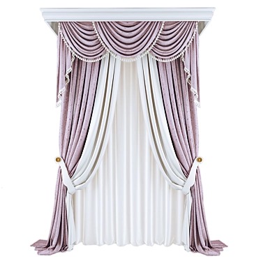 Premium Fabric Curtains Set 3D model image 1 