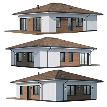 Modern Terrace House Kit 3D model image 1 