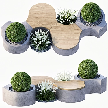 Urban Bench with Greenery 3D 3D model image 1 