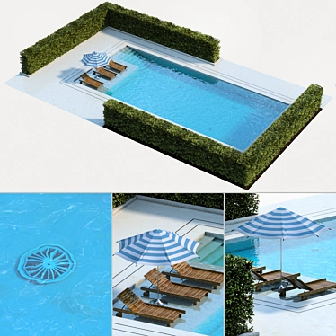 Luxury Poolside Oasis Render 3D model image 1 