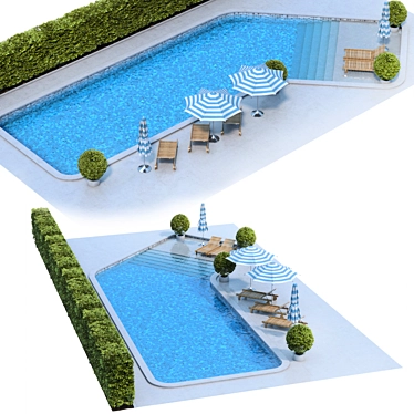 Elegant Oasis Pool Renderized 3D model image 1 