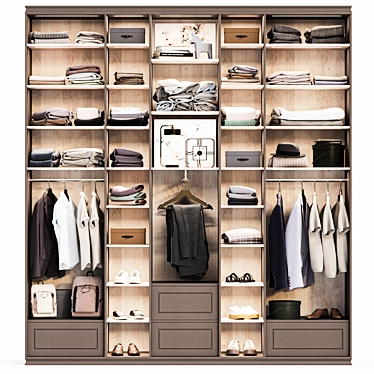 Modern Wardrobe Decor Set & Storage Solution 3D model image 1 
