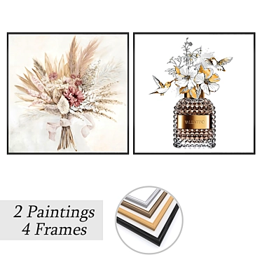 Wall Art Set with Frames 3D model image 1 