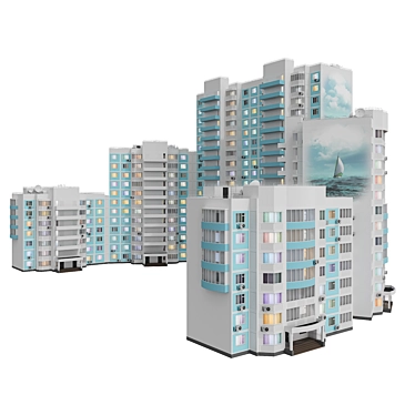 Sail Mural Variable-height Building 3D model image 1 