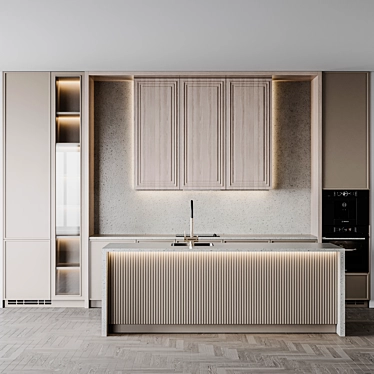 Customizable Modern Kitchen Unit 3D model image 1 