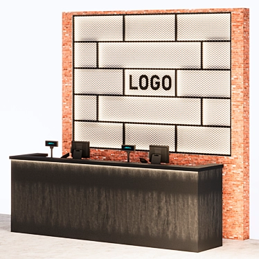 Brick Wall Reception Counter 3D model image 1 