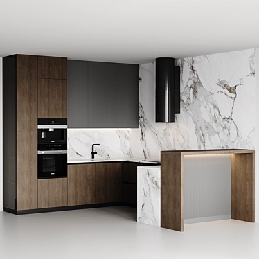 Customizable Modern Kitchen Set 3D model image 1 