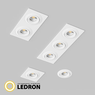 Square Recessed LED Lights, IP20 3D model image 1 