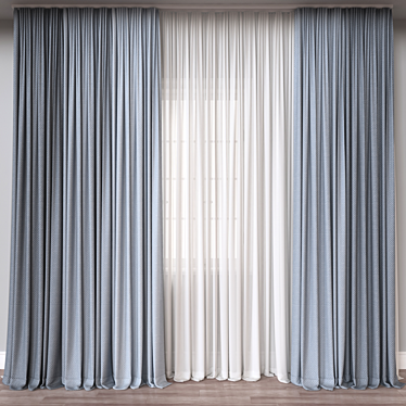 Triple-Export Curtain Model with High Poly Count 3D model image 1 