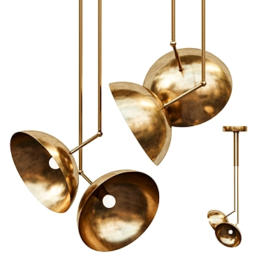 Sleek Brass Ceiling Pendant 3D model image 1 