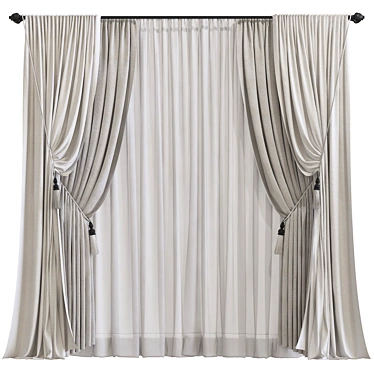  3D Folded Curtain Model 3D model image 1 