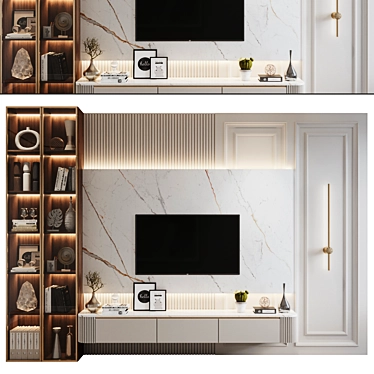  Modern Plywood TV Shelf KTV096 3D model image 1 