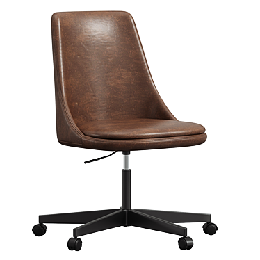 Sleek Leather Swivel Office Chair 3D model image 1 