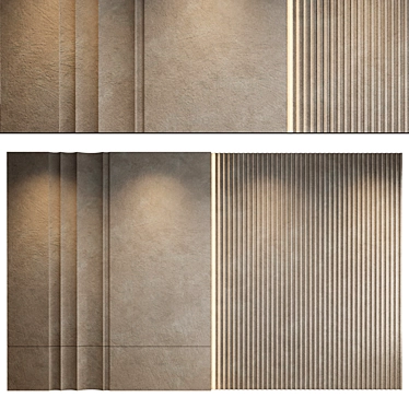 Modern Gypsum Wall Panel Set 3D model image 1 