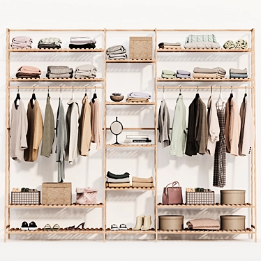 Clothes wardrobe wooden rack