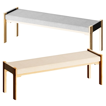 Minimalist Wood Bench | Nikari 3D model image 1 