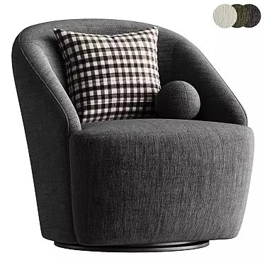 Elegant Swivel Armchair in Rustic Style 3D model image 1 